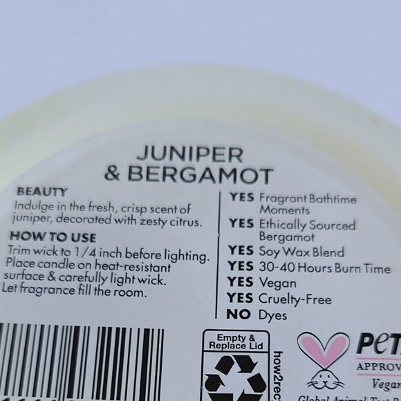 BELOVED JUNIPER & BERGAMOT VEGAN CANDLE | 11.5 oz SOY BLEND| PETA APPROVED - Picture 7 of 8